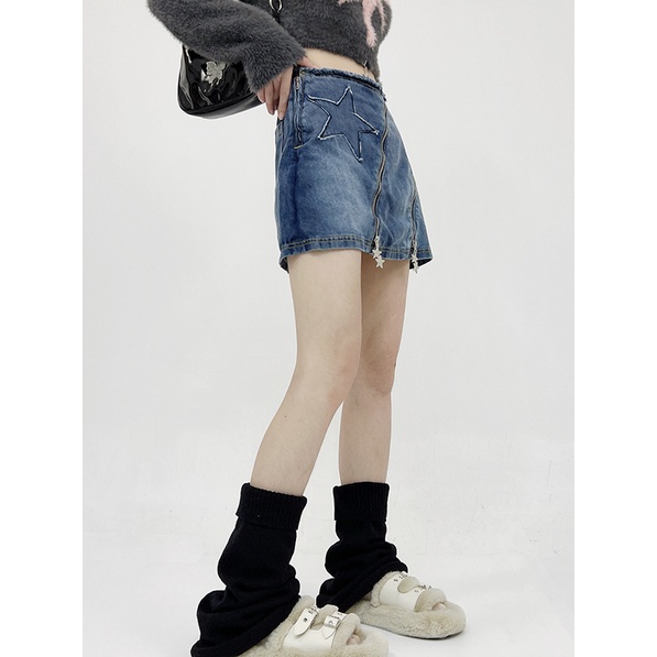 Jiashucheng Chân Váy Denim Ngắn Dáng Ôm Cỡ Lớn Phong Cách Retro Mỹ Dễ Phối Đồ Thời Trang Mùa Hè Mới Cho Nữ