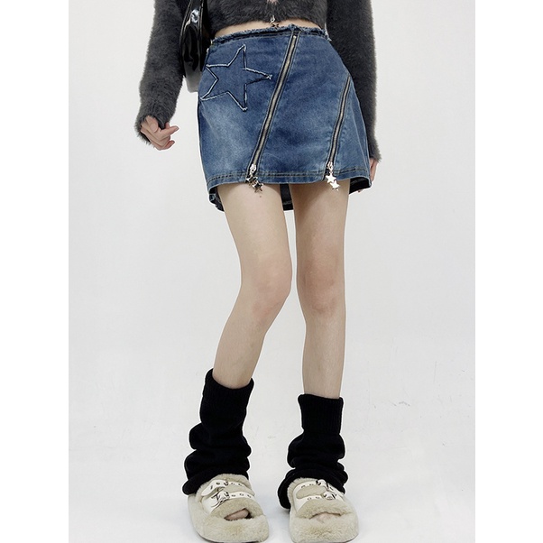 Jiashucheng Chân Váy Denim Ngắn Dáng Ôm Cỡ Lớn Phong Cách Retro Mỹ Dễ Phối Đồ Thời Trang Mùa Hè Mới Cho Nữ