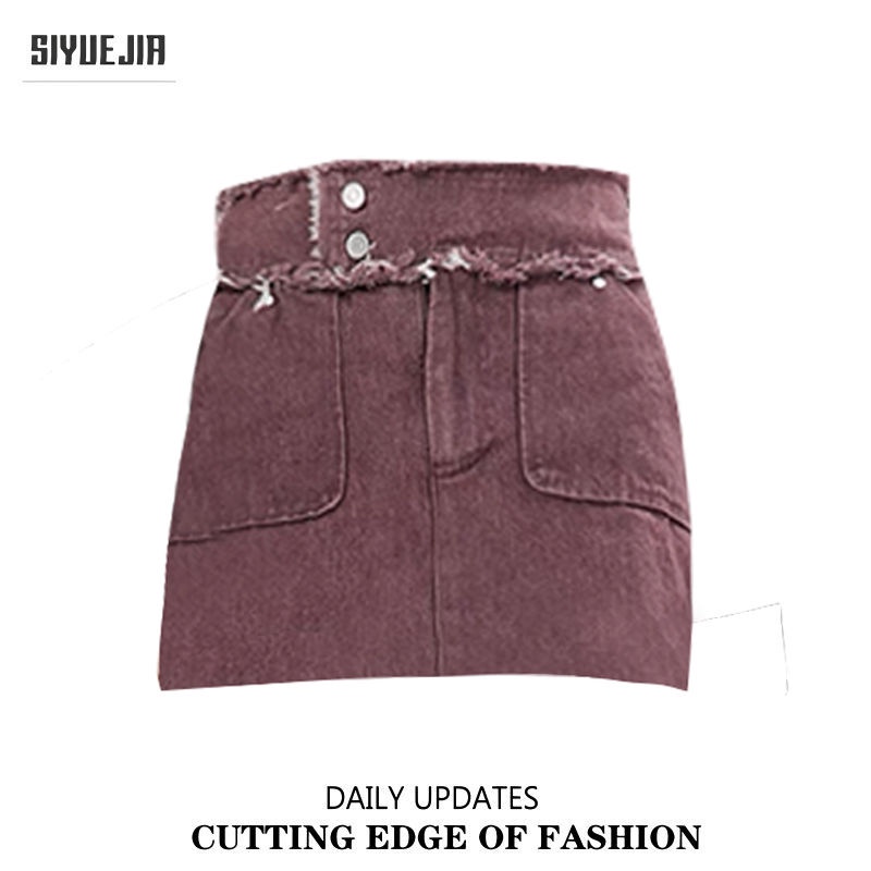 Jiashucheng Chân Váy Denim Tím Dáng Rộng Cỡ Lớn Thời Trang Mùa Hè Cho Nữ