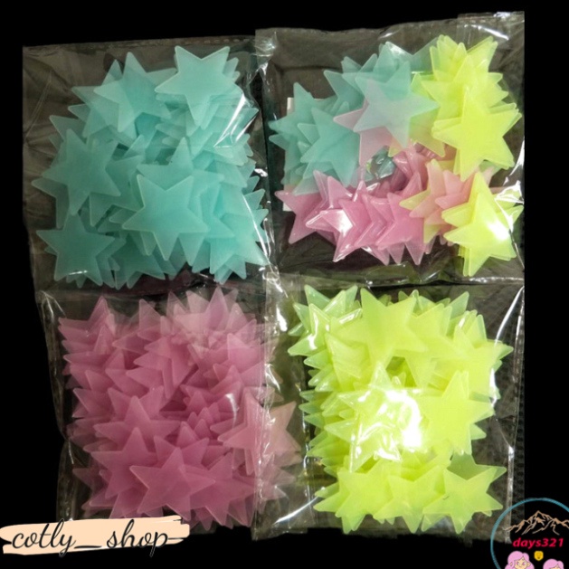 [Gói 100 cái] Sao dạ quang chiếu sáng ốp tường tô điểm Gói 100 Sao Dạ Quang Dán Tường- Kèm miếng dán