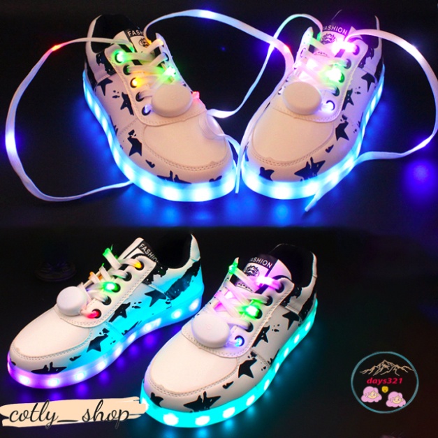 Giày thắp sáng Sao trắng và đen giới tính 8 cơ chế Sáng đổi mới Màu.Giày Sport đèn LED chi