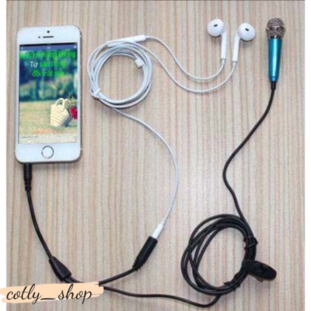 Micro mini hát karaoke cho máy tính bảng / máy vi tính kèm tai nghe