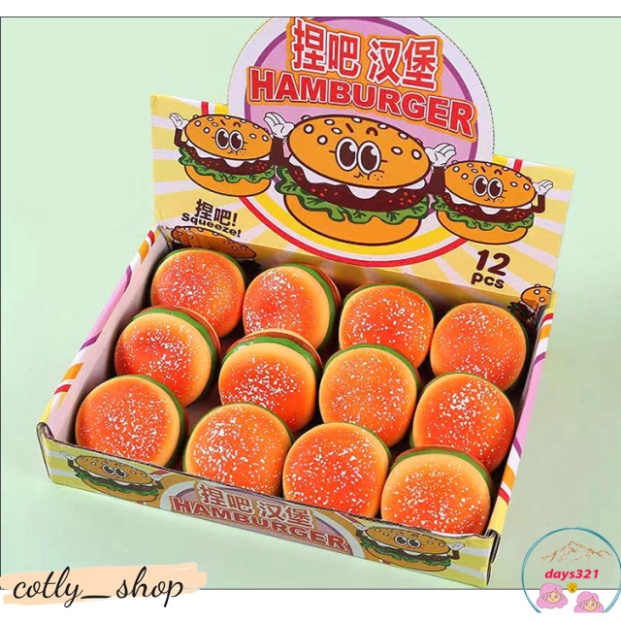 Đồ Chơi Bóp Mềm Squishy 8cm Hình bánh mỳ Nướng Humbeger đáng yêu Cho Bé