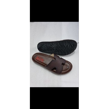 Dép Nam- màu nâu  Quai ngang chữ H Da Bò Cao Cấp Mã Số B8