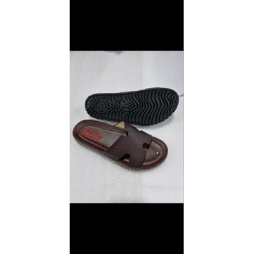 Dép Nam- màu nâu  Quai ngang chữ H Da Bò Cao Cấp Mã Số B8