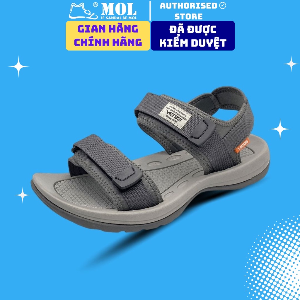 Giày sandal nam Vento 2 quai ngang SD7939G màu xám có big size 44 45