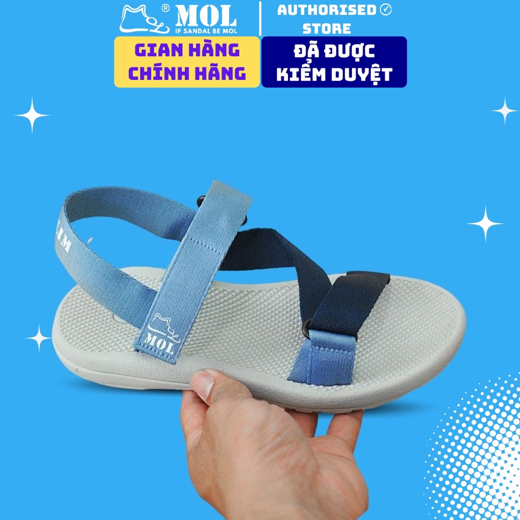 Sandal nam nữ unisex MOL quai chữ Z MS1166XD màu xanh