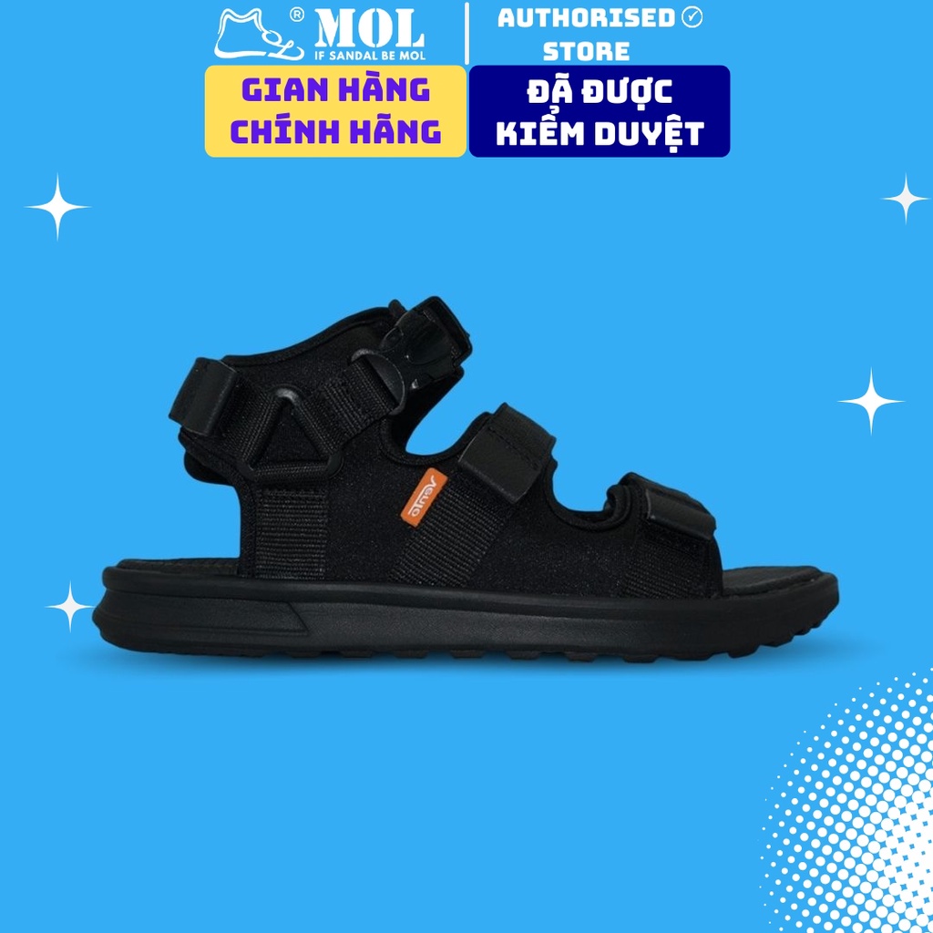 Sandal nam nữ unisex Vento 3 quai ngang NB03BB màu đen