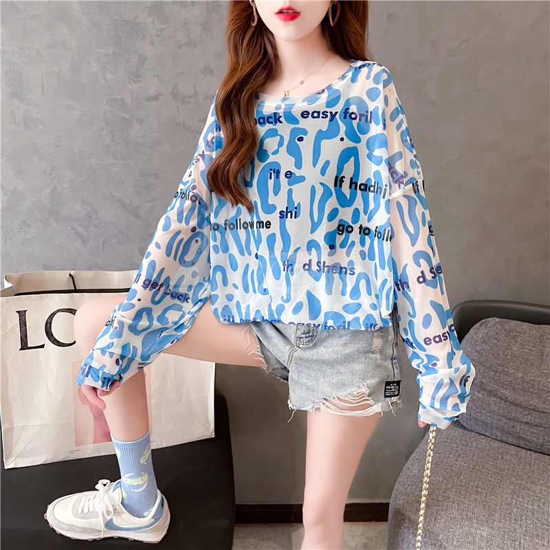 Áo Thun Lưới Mỏng Tay Dài Chống Nắng Mùa Hè Phong Cách Mới Bán Chạy Dễ Phối Đồ Cho Nữ