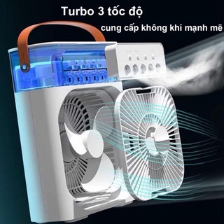 Quạt điều hoà hơi nước dung tích 600ml phun sương làm mát 3 chế độ tích hợp đèn led , Quạt để bàn hơi nước Q6