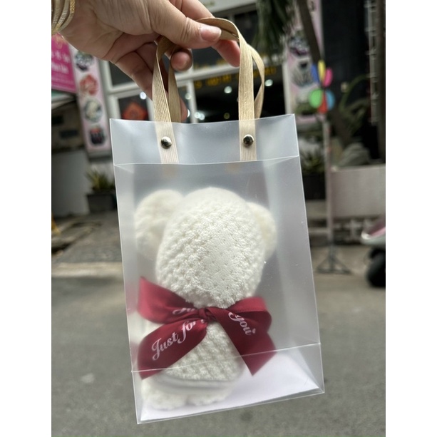 KHĂN HÀN QUỐC HÌNH CON GẤU KÈM TÚI XÁCH SIÊU ĐẸP