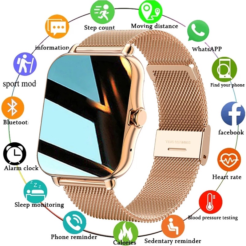 Hình ảnh Đồng hồ thông minh dành cho nam và nữ ,dây đeo cổ tay màn hình cảm ứng đầy đủ 1 69,inch ,điều khiển nhịp tim hoạt đ #1