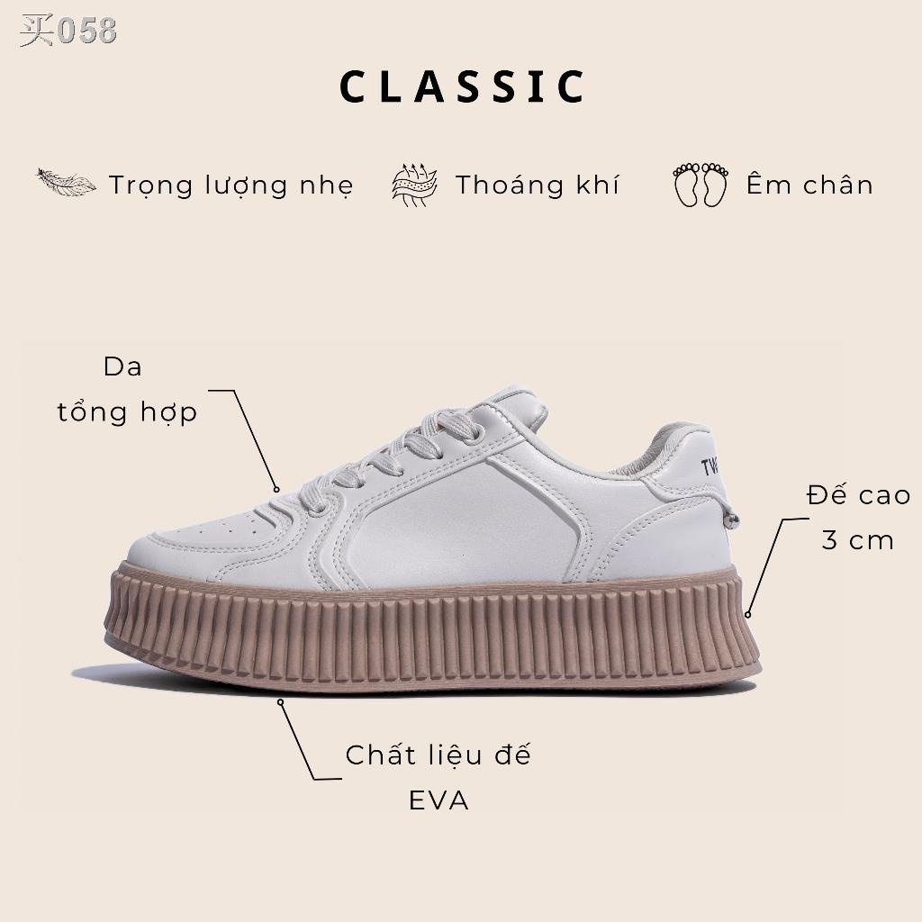 【2023】❈Giày Thể Thao Nữ Đế Cao Da Mềm Êm Thích Hợp Đi Học, Làm, Chơi Màu Trắng GiayBOM GB Classics B1817