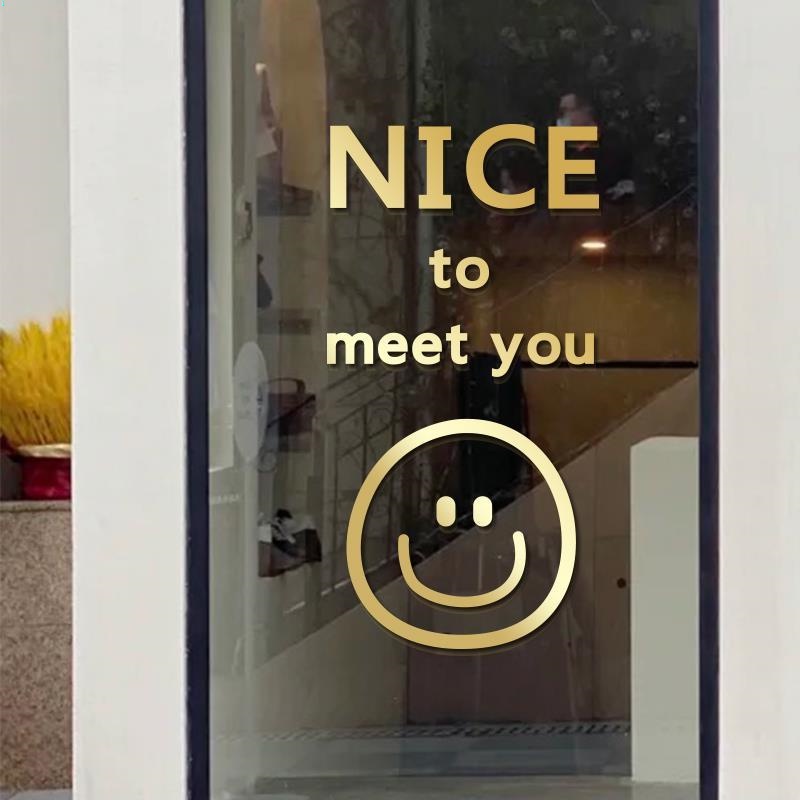Miếng Dán Trang Trí Cửa Kính Chống Va Chạm Hình Mặt Cười Dễ Thương
