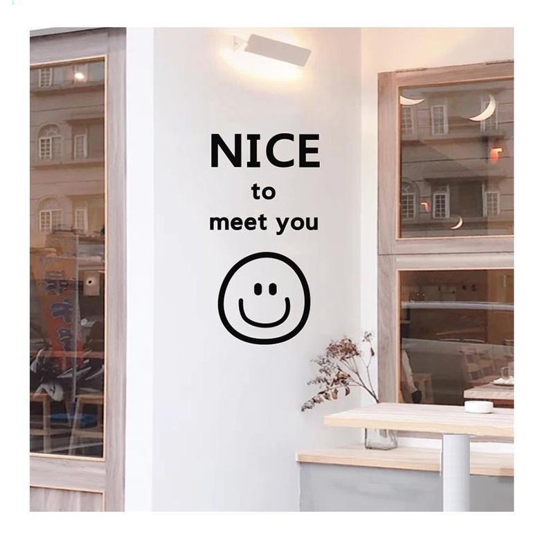 Miếng Dán Trang Trí Cửa Kính Chống Va Chạm Hình Mặt Cười Dễ Thương