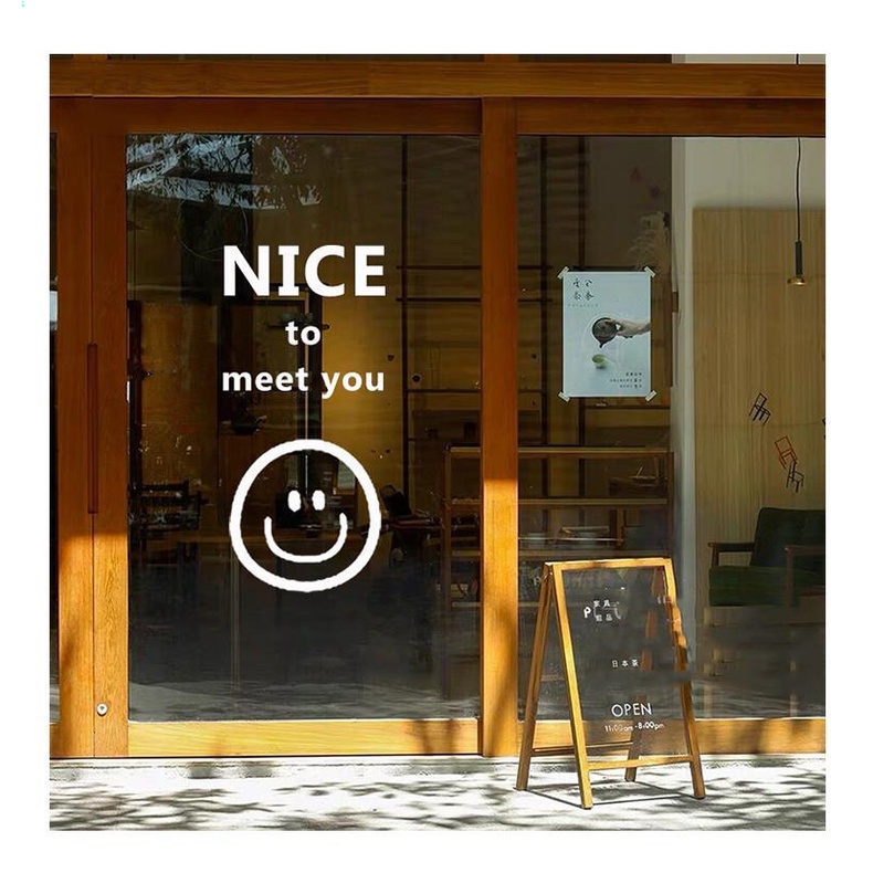 Miếng Dán Trang Trí Cửa Kính Chống Va Chạm Hình Mặt Cười Dễ Thương