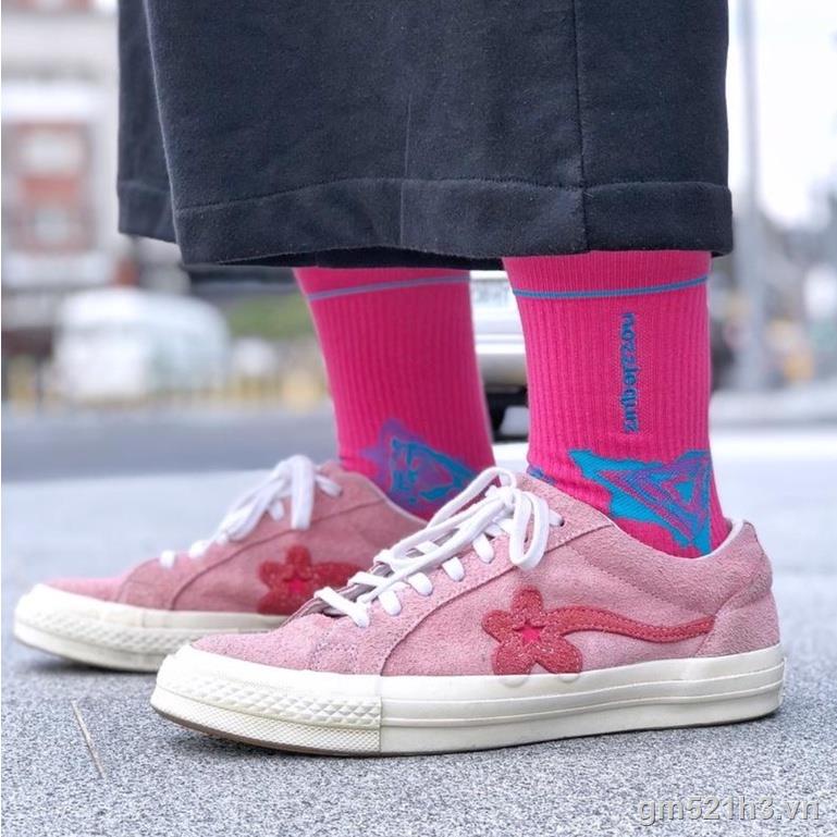 Giày Thể Thao Vải Bạt Phối Hoa Nhỏ Thời Trang Nam Nữ Golf Le Fleur X Converse One Star