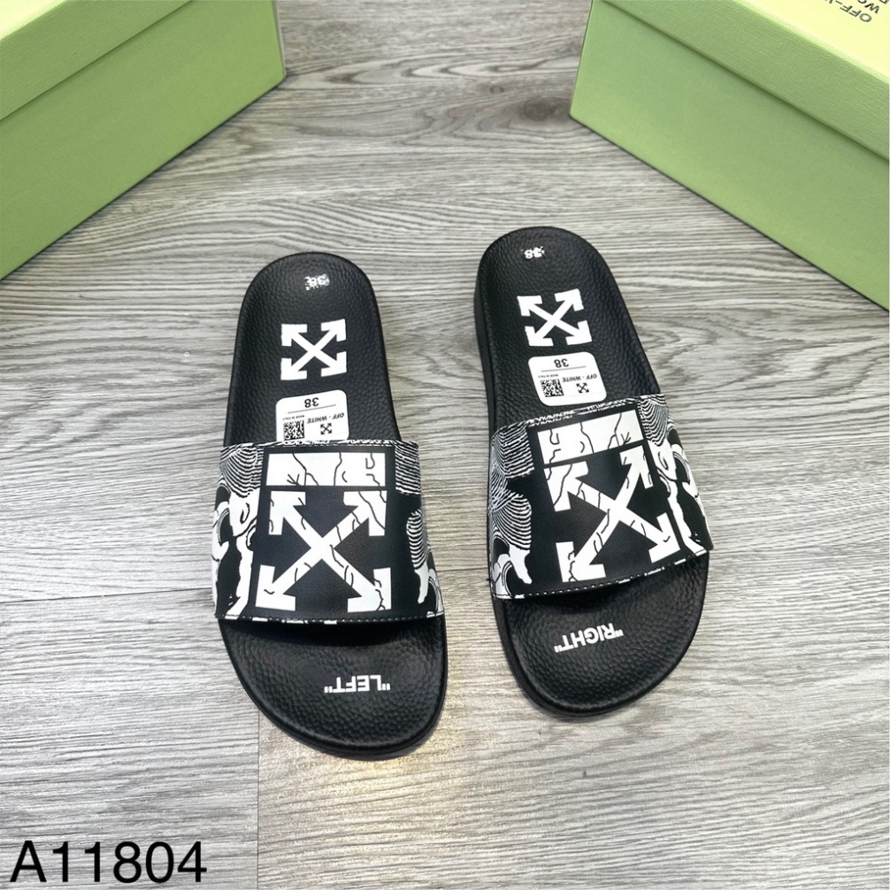 Dép lê off white quai da siêu nét - Dép nam nữ thời trang 2023