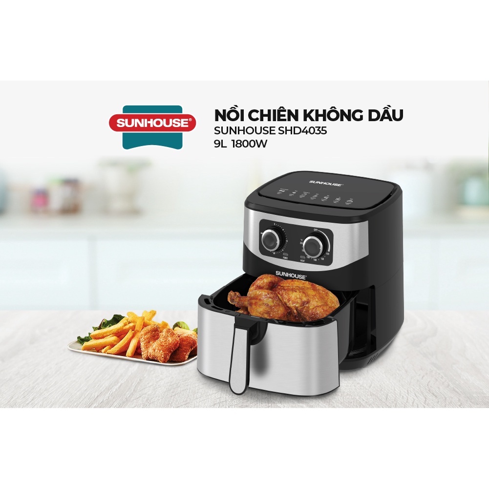 Nồi chiên không dầu 9L SUNHOUSE SHD4035 BH 12 tháng