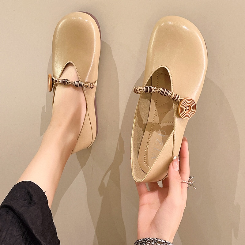 Giày Búp Bê Da Mềm Đế Bằng Kiểu Retro Thời Trang Mùa Xuân 2023 Cho Nữ