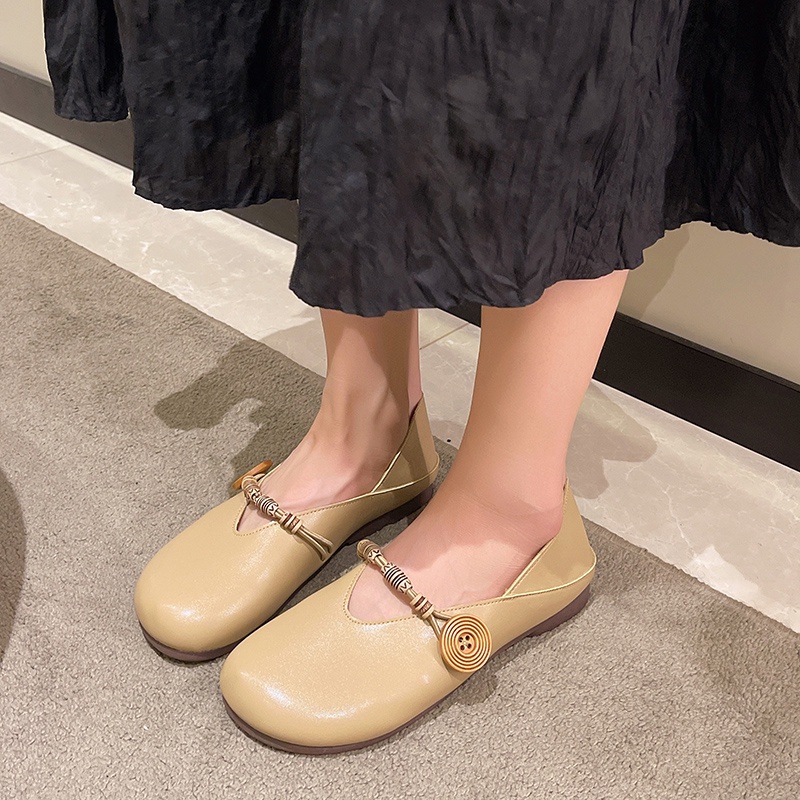 Giày Búp Bê Da Mềm Đế Bằng Kiểu Retro Thời Trang Mùa Xuân 2023 Cho Nữ