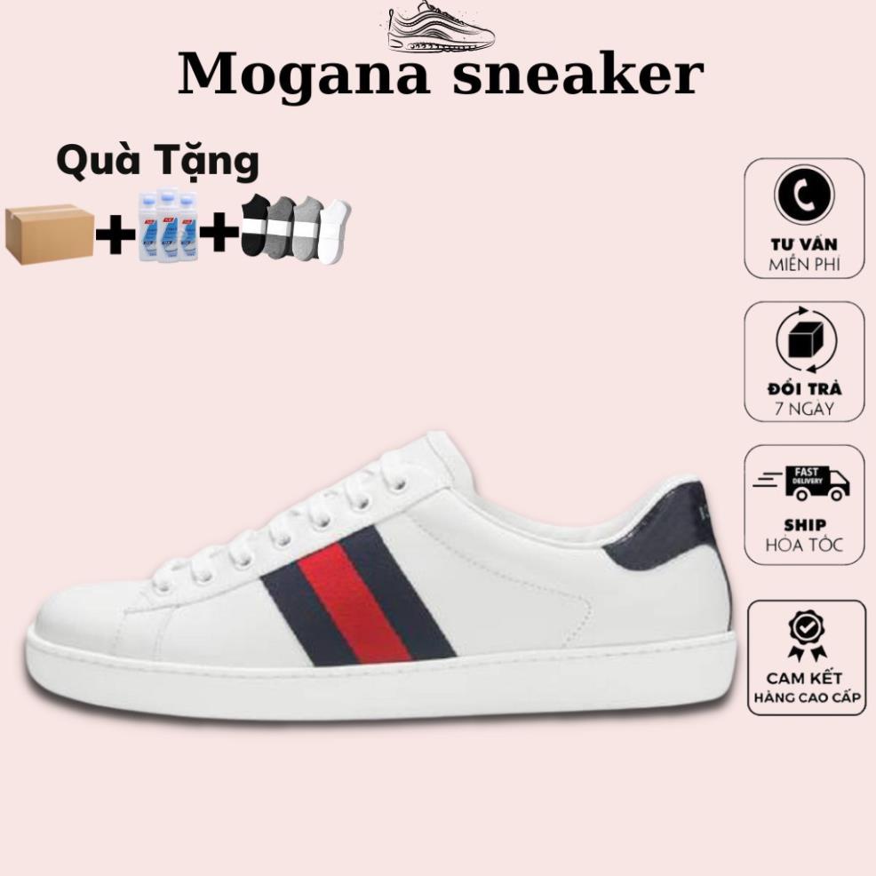 Giày Gucci trắng trơn ace ba sọc tím đỏ, Giầy Thể Thao Gucci Full phụ kiện 36-43