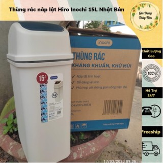 Thùng rác nắp lật Hiro Inochi 15L Nhật Bản