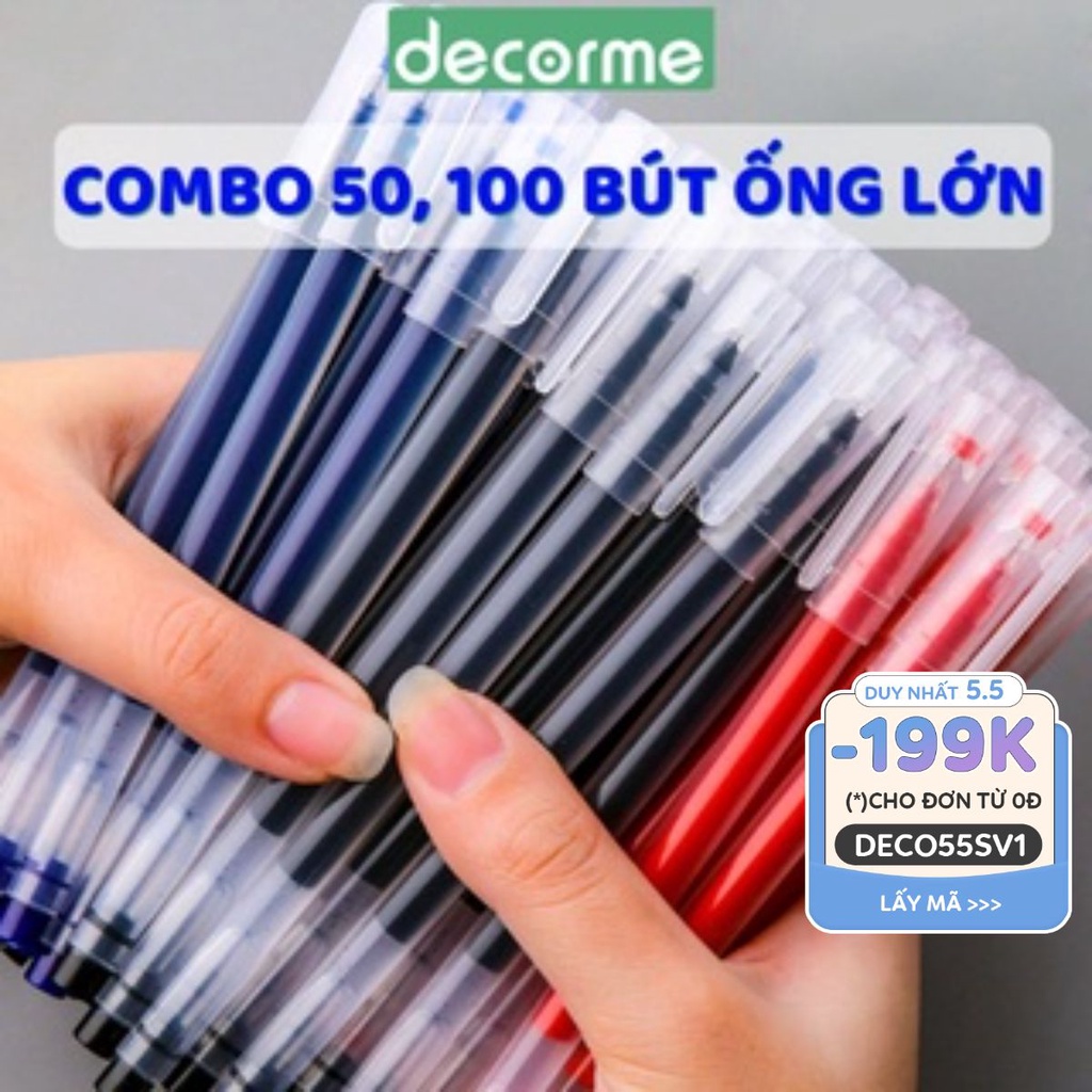 Bút gel ống lớn mới set 20, 50, 100 nhiều màu dung tích lớn tiện dụng phụ kiện văn phòng phẩm Decorme