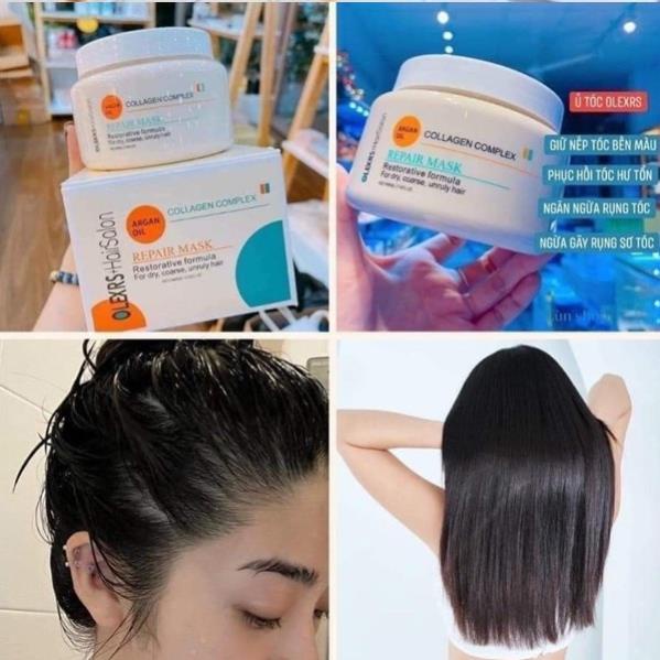 Kem Ủ Tóc Olexrs Collagen 500ml giúp tóc phục hồi giảm khô xơ hư tổn