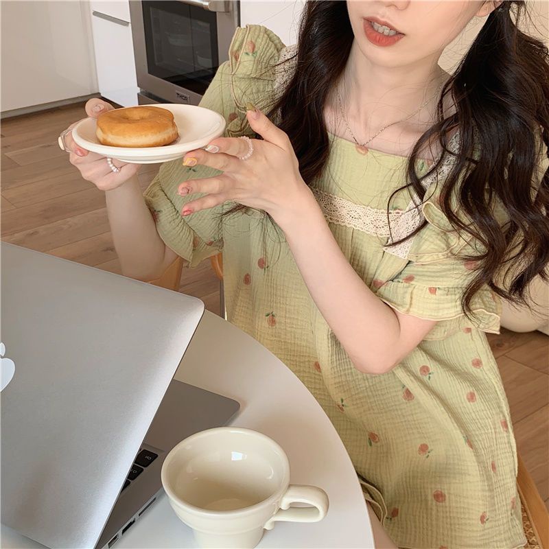 Bộ Đồ Ngủ Hai Mảnh Áo Tay Ngắn Phối Quần Short Phong Cách Nhật Bản Dễ Thương Thời Trang Mùa Hè Cho Nữ