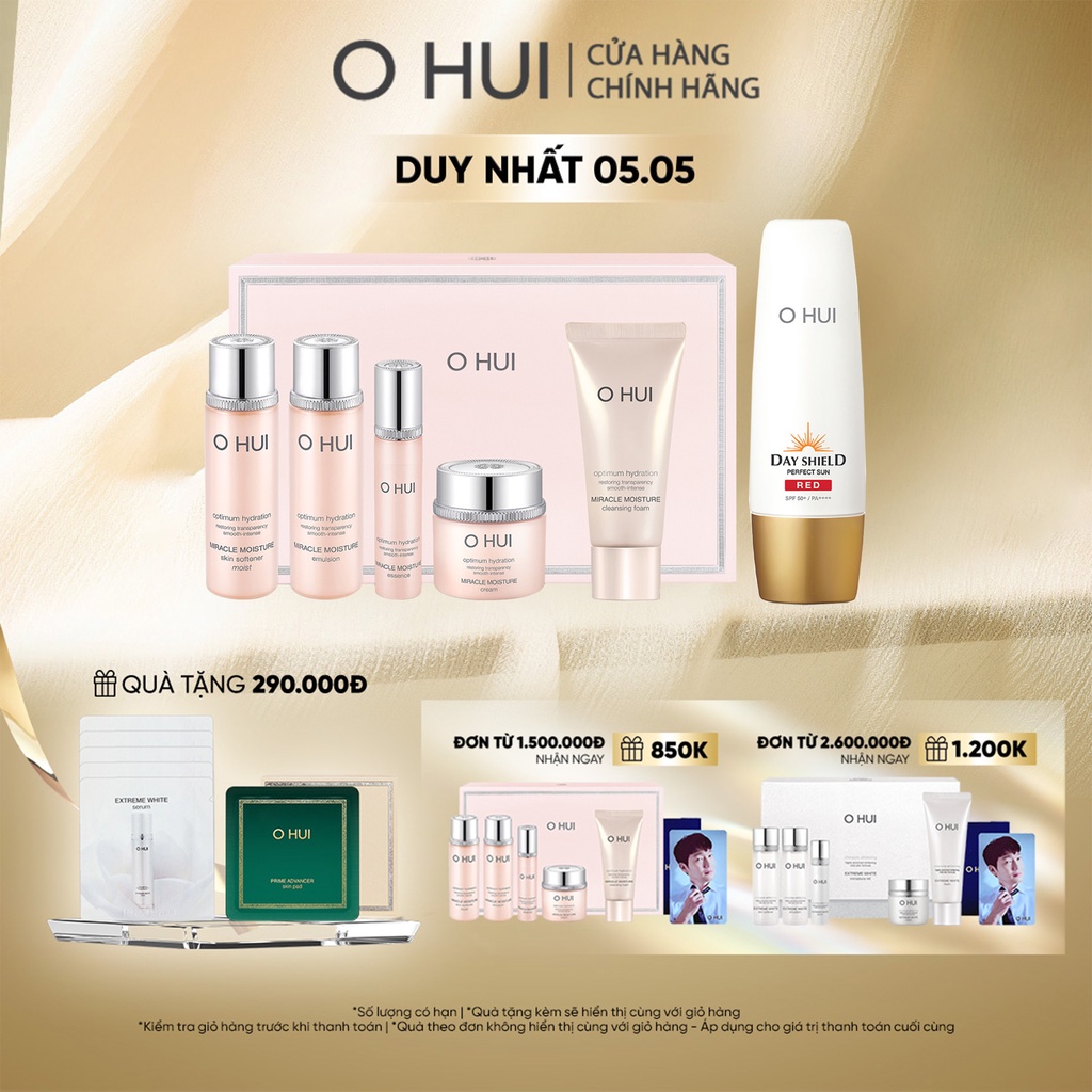 Combo Kem chống nắng dưỡng ẩm cho da nhạy cảm OHUI MM Day Shield Sun Red SPF50+ PA++++