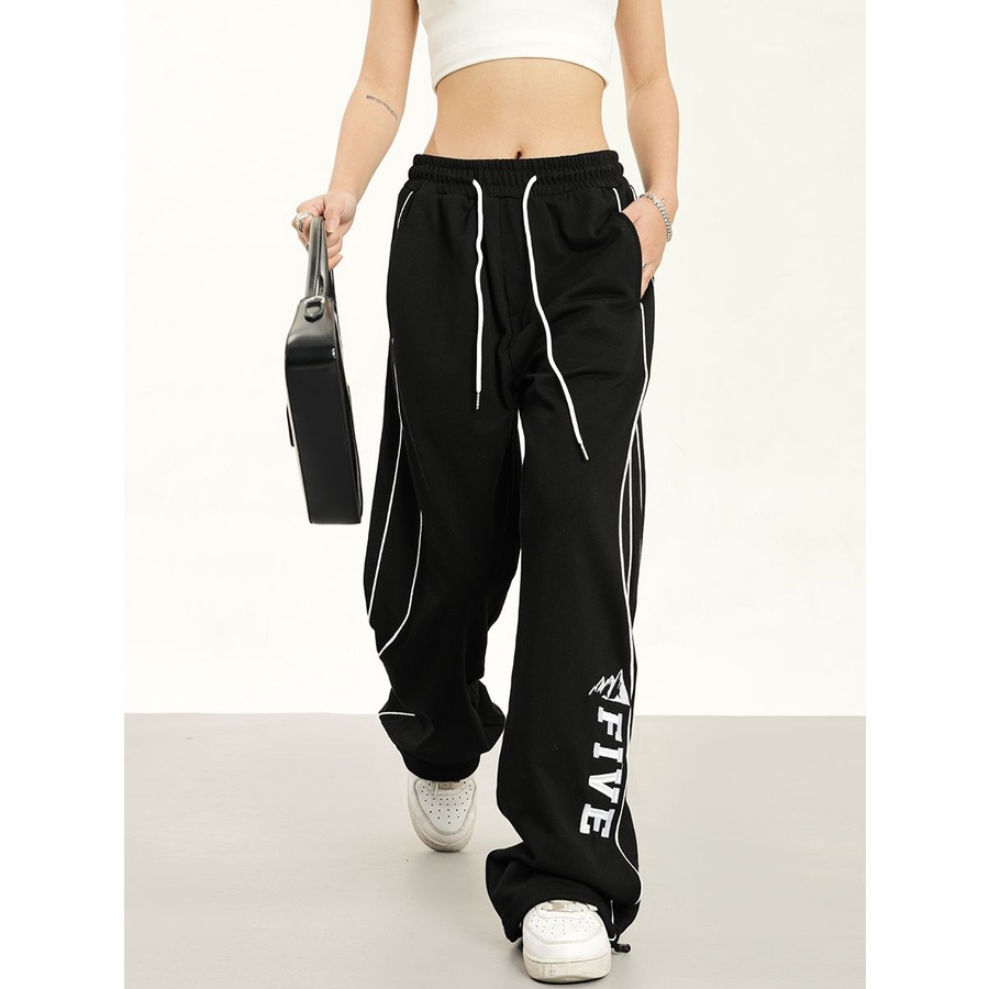 Quần Dài Thể Thao Dáng Rộng Phong Cách Đường Phố Mỹ Kiểu Dây Rút Mới