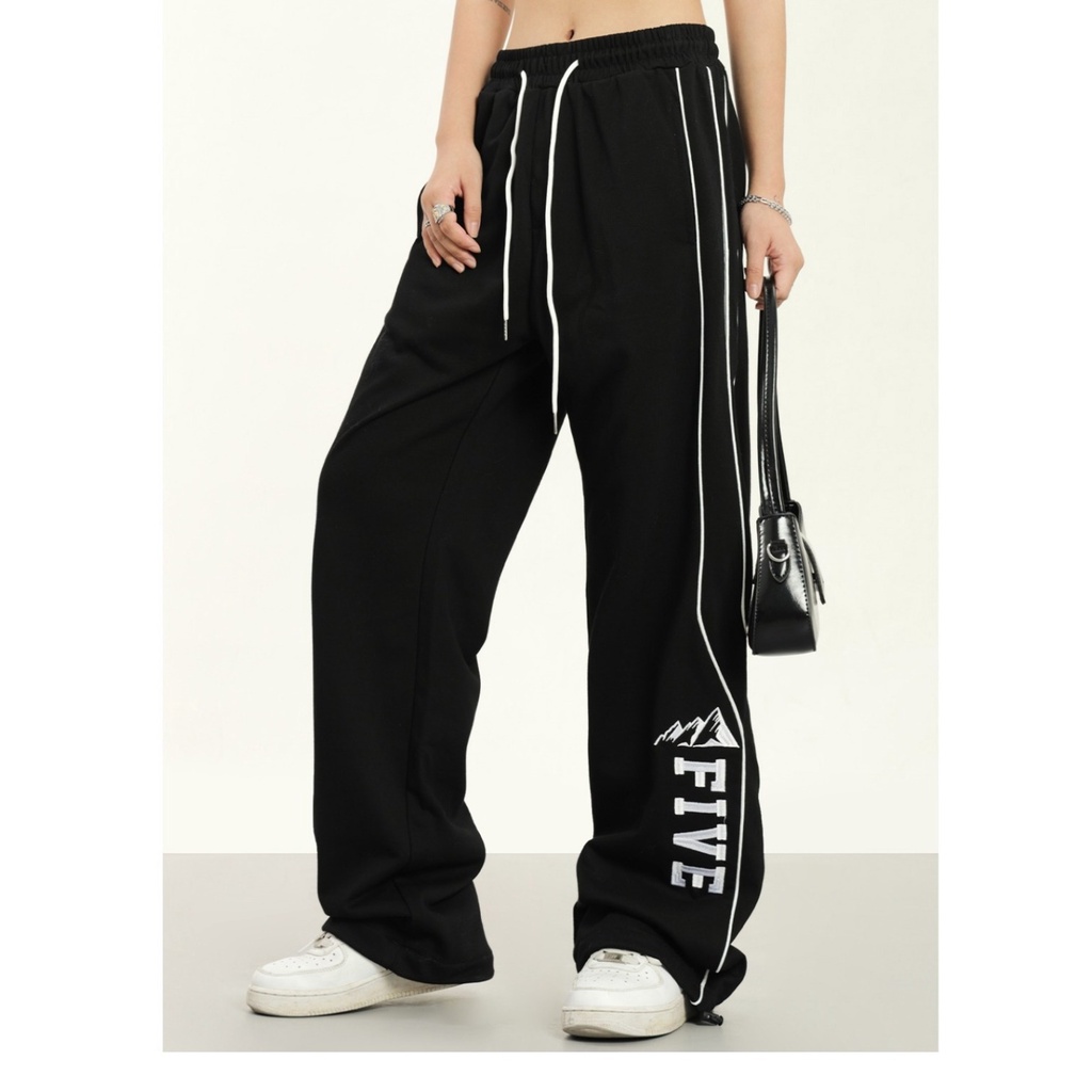 Quần Dài Thể Thao Dáng Rộng Phong Cách Đường Phố Mỹ Kiểu Dây Rút Mới