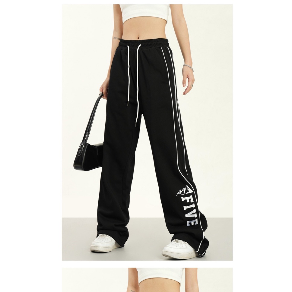 Quần Dài Thể Thao Dáng Rộng Phong Cách Đường Phố Mỹ Kiểu Dây Rút Mới