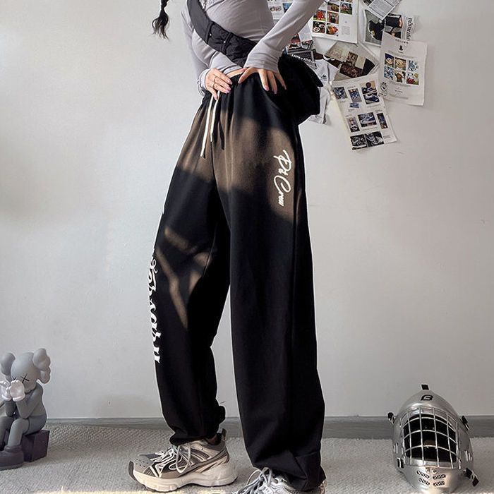 Quần Thể Thao Ống Rộng In Chữ Phong Cách Hip Hop Đường Phố Mới Cho Nữ