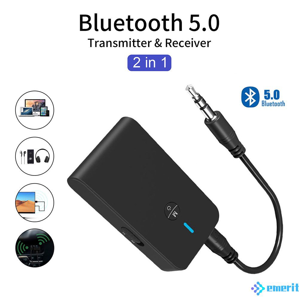 2 trong 1 Bluetooth 5.0 Transmitter Receiver có thể sạc lại cho TV Máy tính Xe hơi Loa 3 5,mm Hỗ trợ Hi-Fi Âm thanh