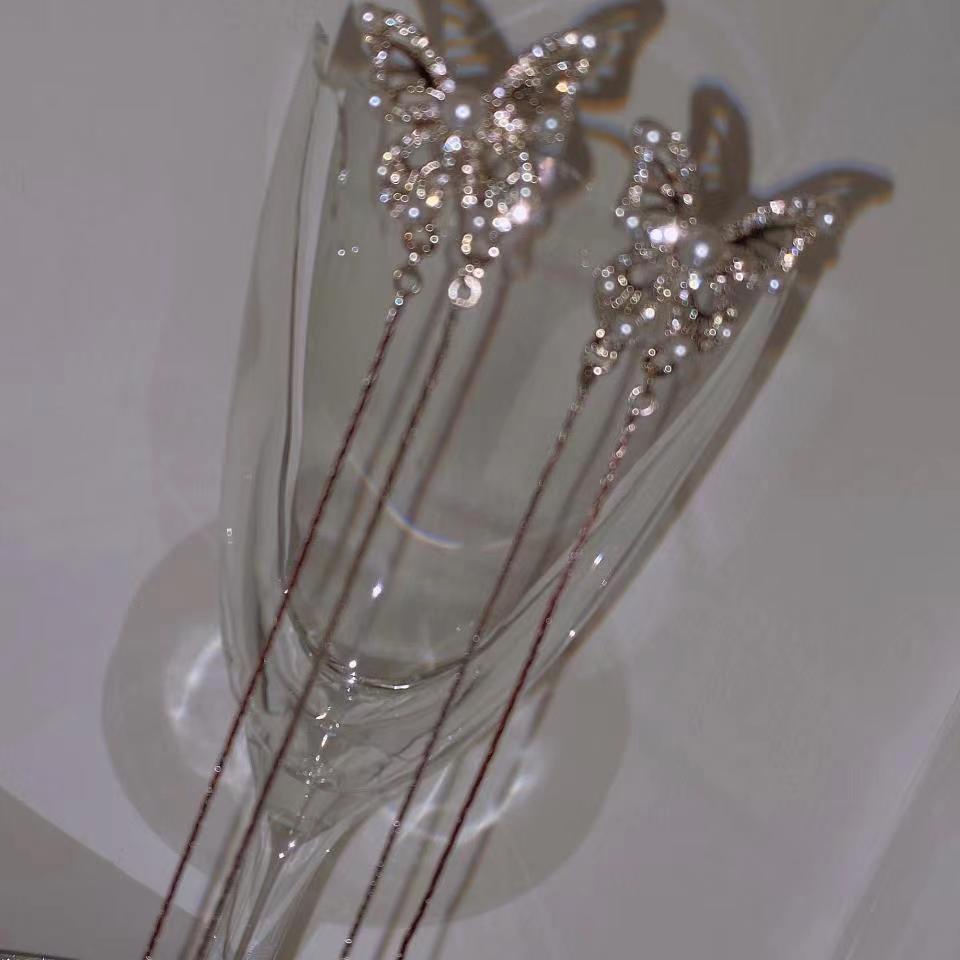 Bông Tai Tua Rua Dáng Dài Hình Bướm Siêu Lấp Lánh Thời Trang Dự Tiệc