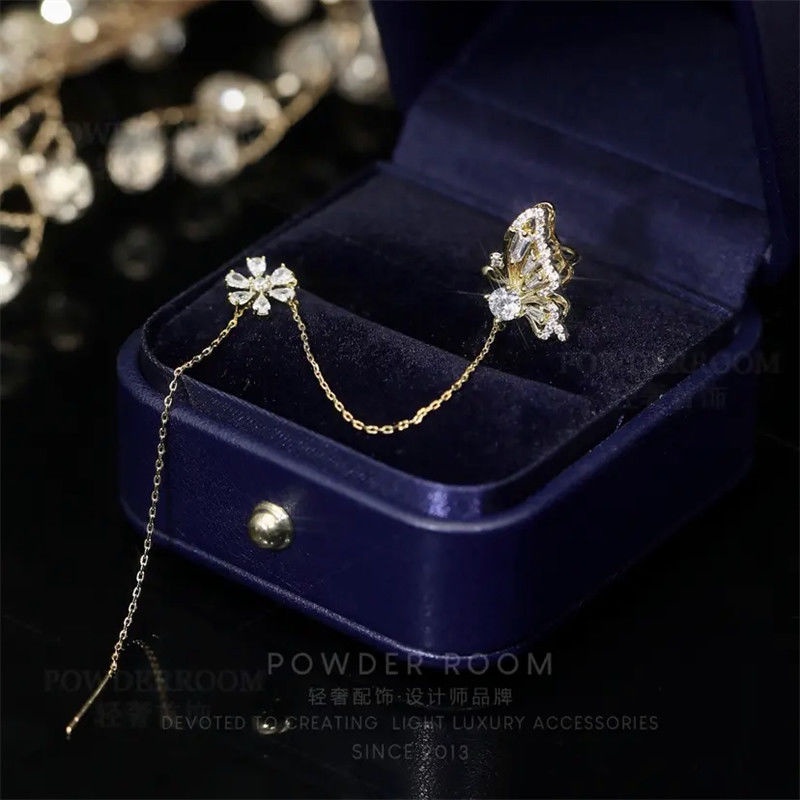 Bông Tai Dạng Kẹp Phối Tua Rua Sang Trọng Chất Lượng Cao