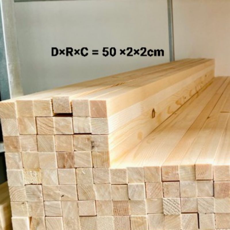 Thanh gỗ thông vuông 2x2, 3x3, 4x4, 5x5 cm làm kệ, đồ gỗ, giá treo quần áo + bào láng mịn 4 mặt