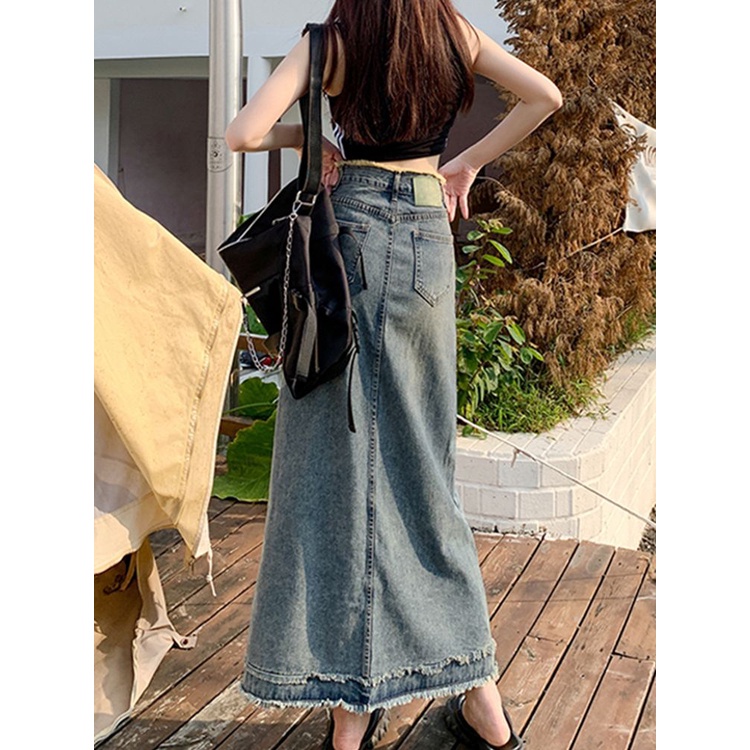 Chân váy jean Chữ a Lưng Cao Phong Cách Retro Thời Trang Mùa Hè 2023 Dành Cho Nữ