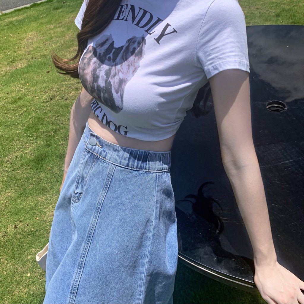 Chân váy jean Mỏng Dáng Chữ a Lưng Cao Co Giãn Thời Trang Mùa Hè 2023 Cho Nữ