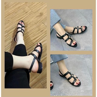 Giày sandal nữ quai ngang mảnh khoá gài full box