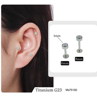 Khuyên Môi Tai Đá Bo Viền Titanium