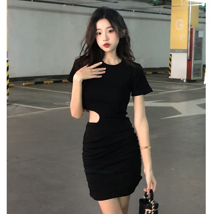 Đầm Ngắn Ôm Eo Khoét Rỗng Kiểu Pháp Thời Trang Mùa Hè Cho Nữ