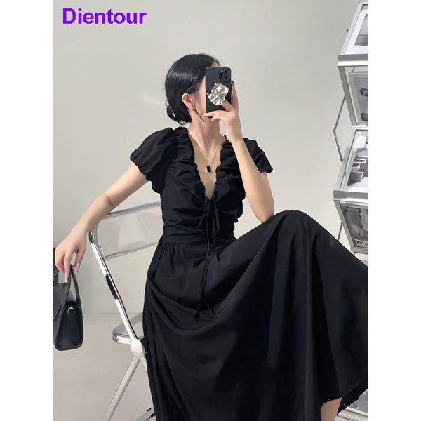 Giao Hàng Trong Vòng 24 Giờ 24 Giờ#One Đầm Nữ Dáng Dài Phong Cách Hepburn Thời Trang Mùa Hè Pháp Cổ Điển