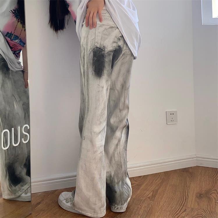 Quần Dài Lưng Cao Ống Rộng Nhuộm Màu Thời Trang Xuân Hè Cá Tính