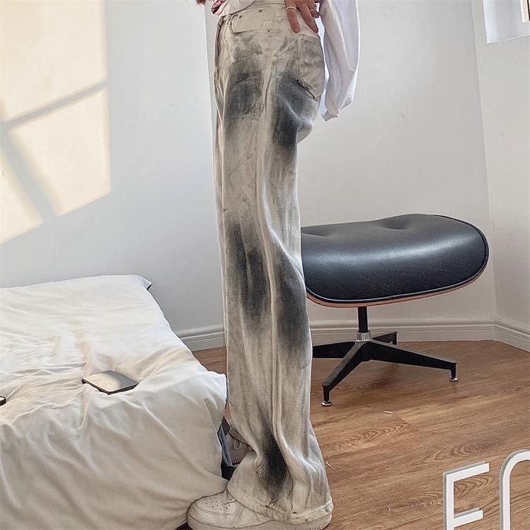 Quần Dài Lưng Cao Ống Rộng Nhuộm Màu Thời Trang Xuân Hè Cá Tính