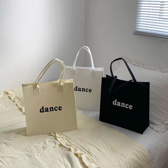 Túi vải nỉ xốp chữ Dance🍀FREESHIP🍀Túi Xách Đeo Vai Vải Bạt Cỡ Lớn Phong Cách Hàn Quốc Đơn Giản Thời Trang Nữ Sang Chảnh