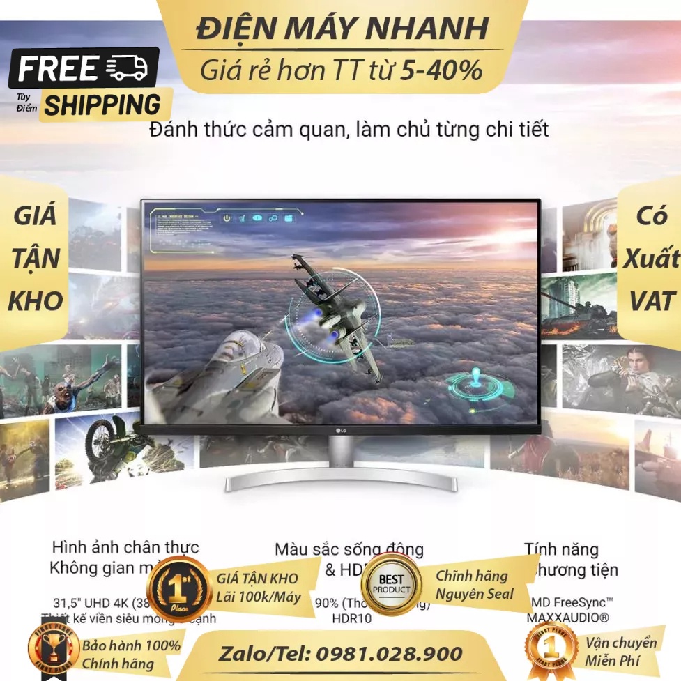 Màn Hình LG 32UN500-W UHD 4K 31.5'' VA HDR Loa 5W - Hàng Chính Hãng Mới 100%