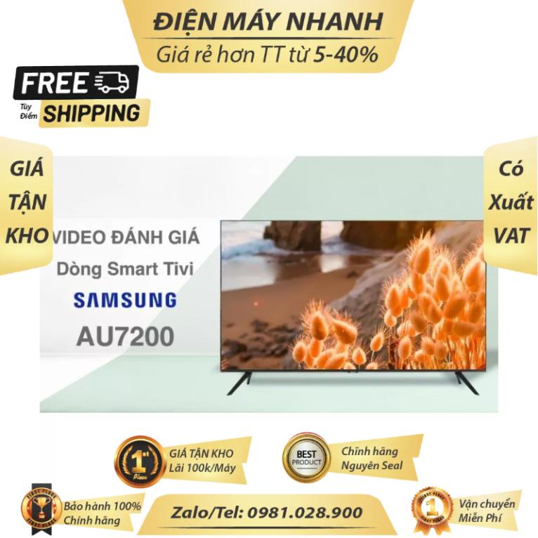Smart Tivi Samsung 4K Crystal UHD 55 inch UA55AU7200   Mới 100%